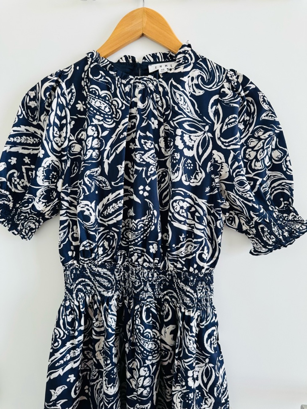 THML wear once - Navy and White Paisley Mini Dress - Picture 4 of 6